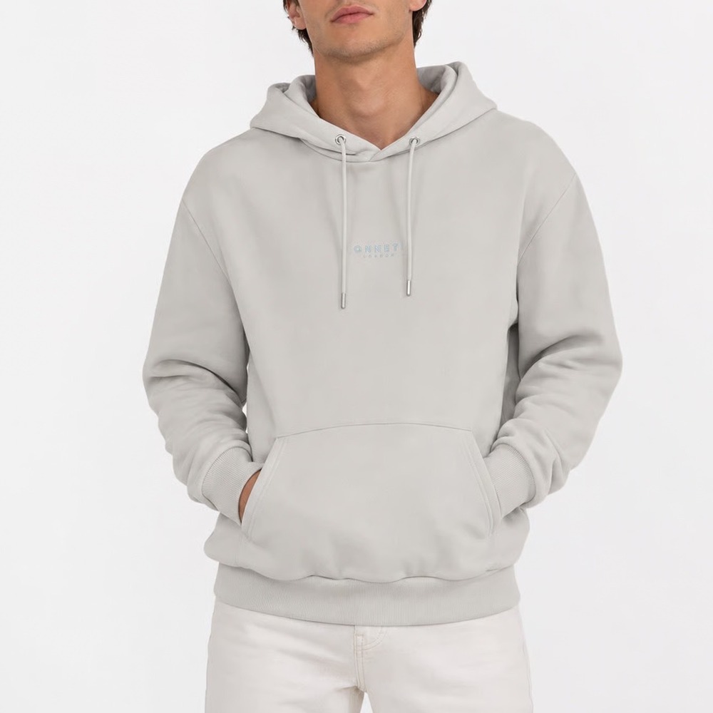 Sonneti London Mens XL Light Gray Embroidered Logo Fleece Hoodie